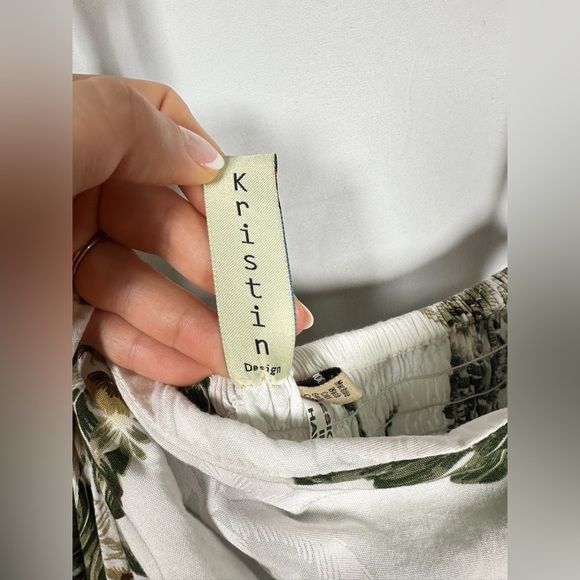 Sunny Island Hawaii Womens Halter Tropical Rayon Dress Green Ivory Size 2XL - Picture 11 of 14